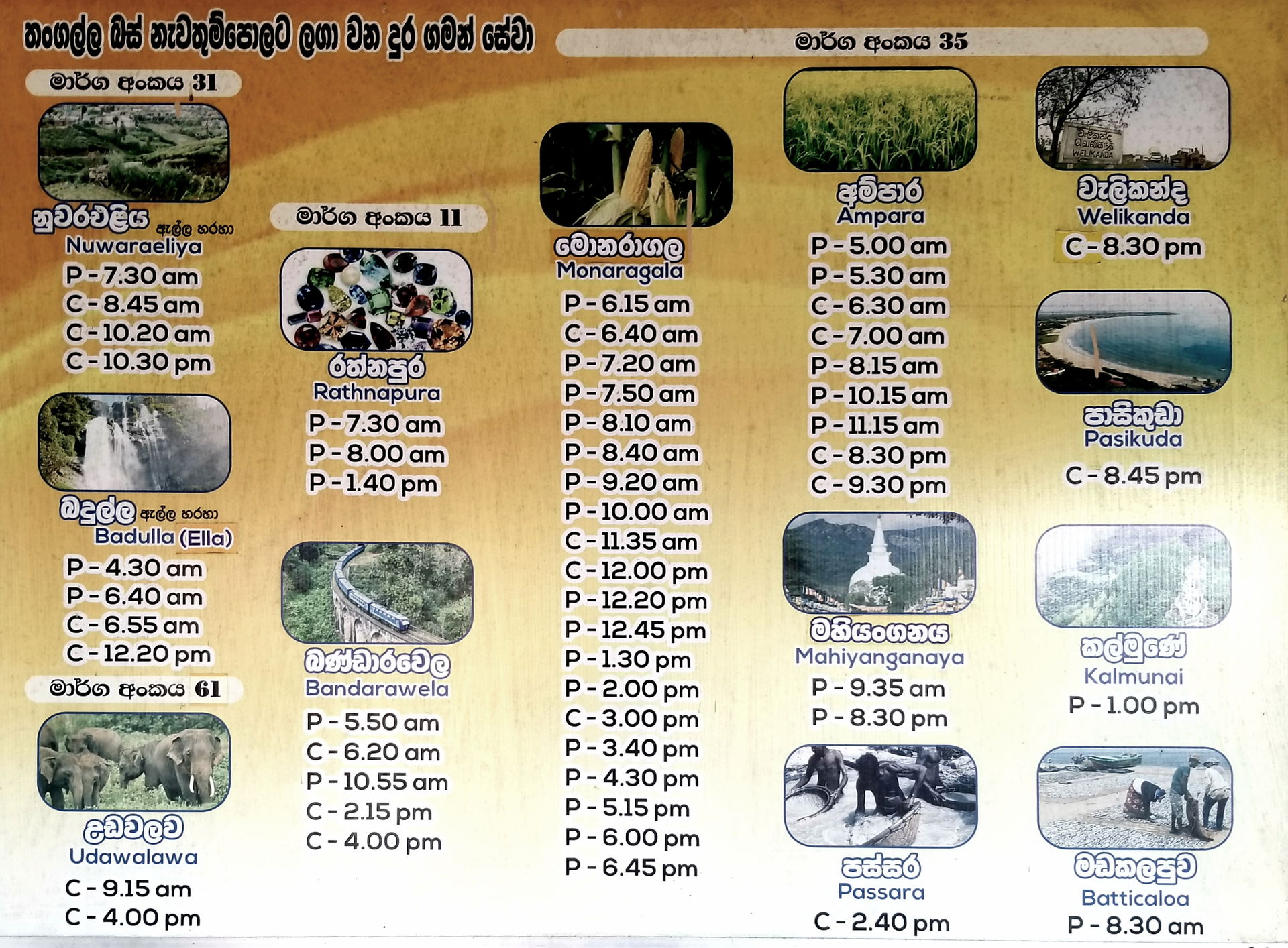 Tangalle Bus Timetable (2025)