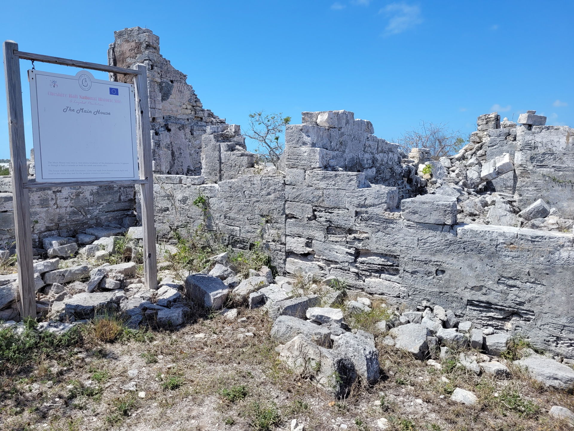 Main House ruins at Cheshire Hall plantation in Providenciales,…