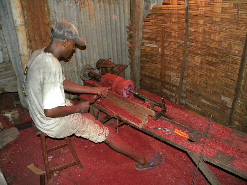 Rosewood vase factory in Antalaha, Madagascar