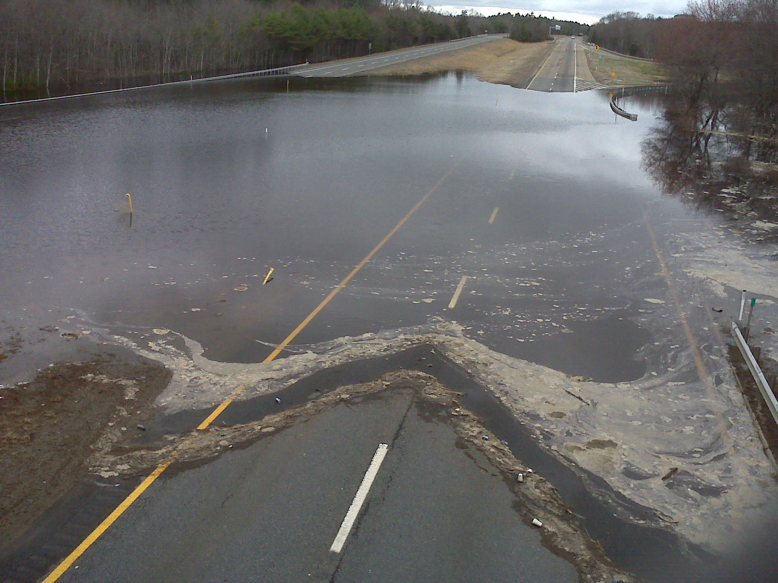 Route 140 is closed March 31, 2010 by flood waters, Freetown be…