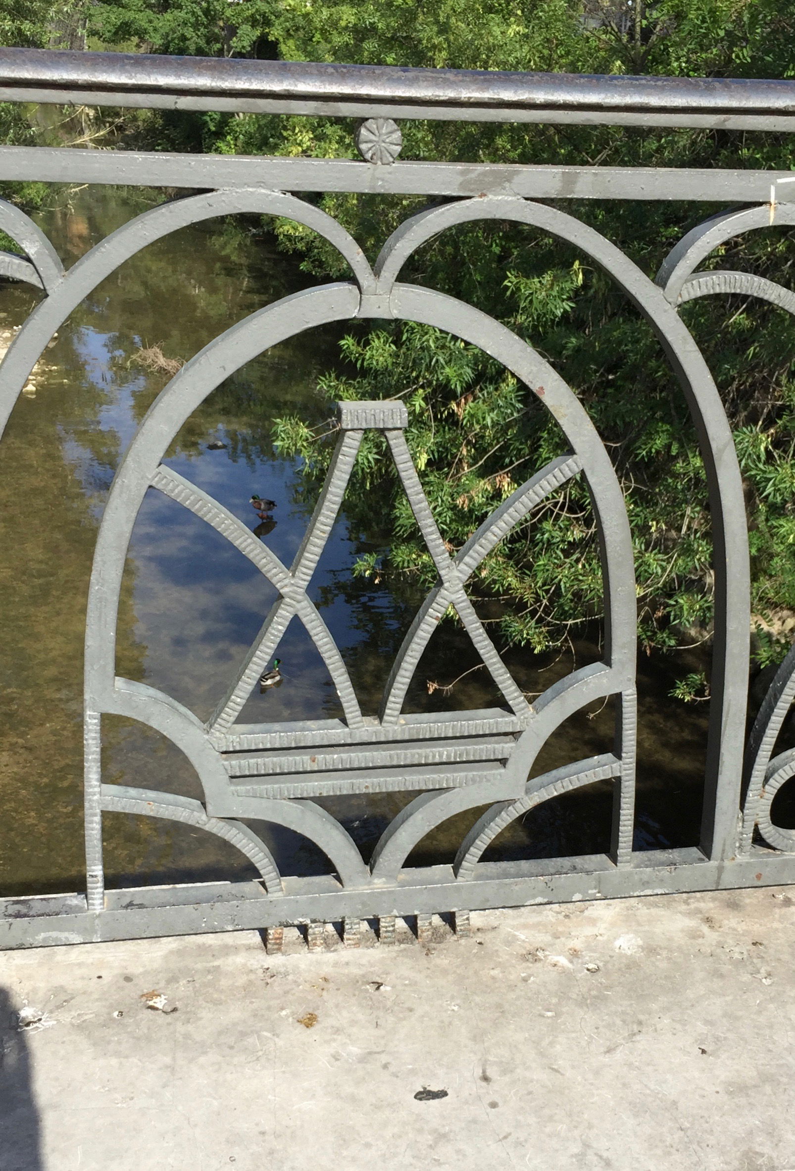 The symbol of Aubagne (A and V interlaced) on a bridge in the c…