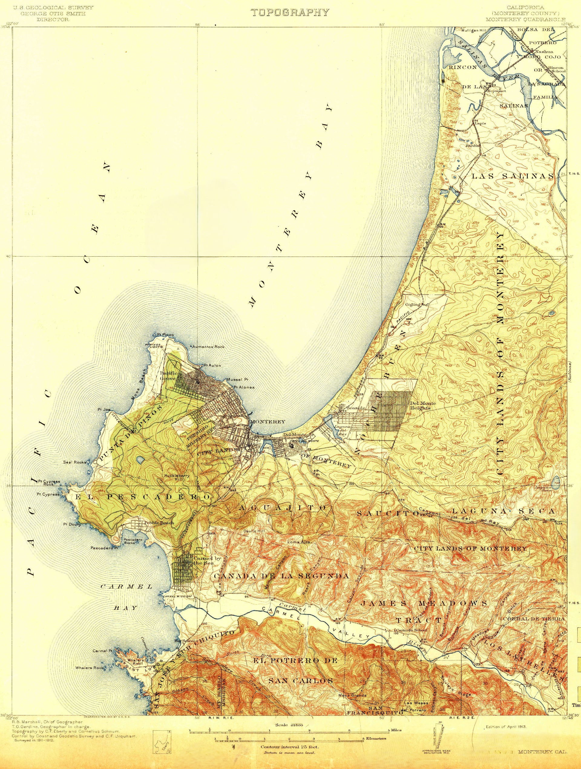 Monterey, CA, 1:62,500 quad, 1913, USGS