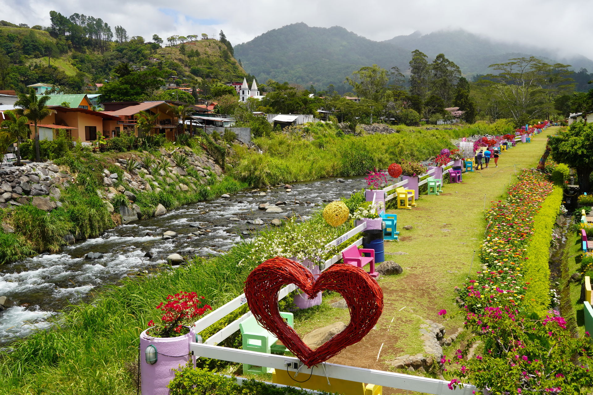 Caldara river beside the flower gardens at the bridge of Boquet…