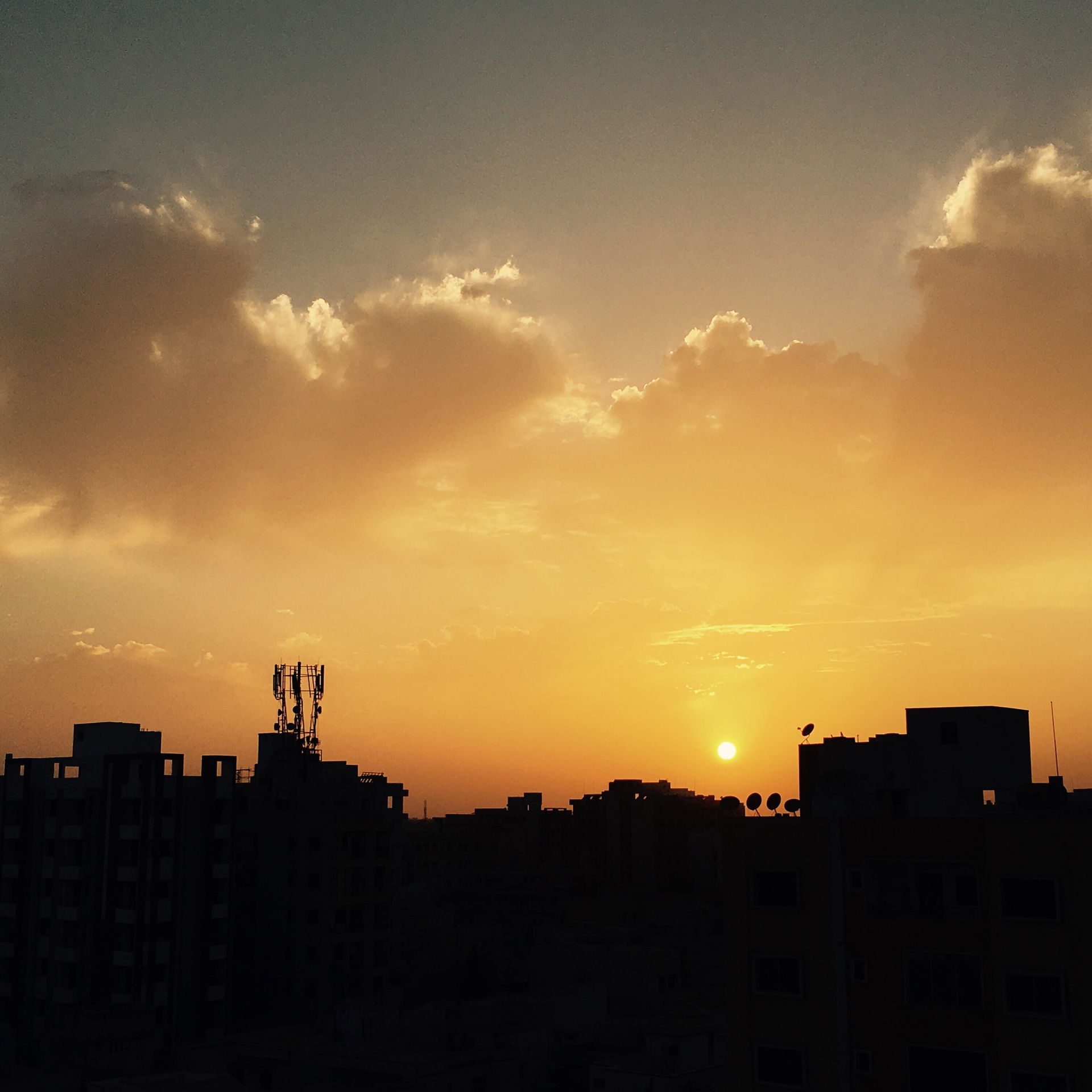Sunset in Morbi (Gajarat) with clouds.