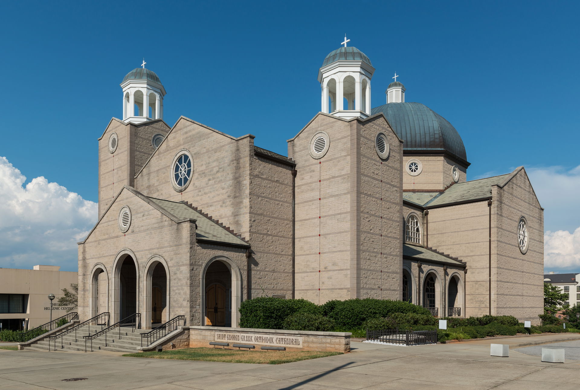 A west view of the Saint George Greek Orthodox Cathedral, Green…