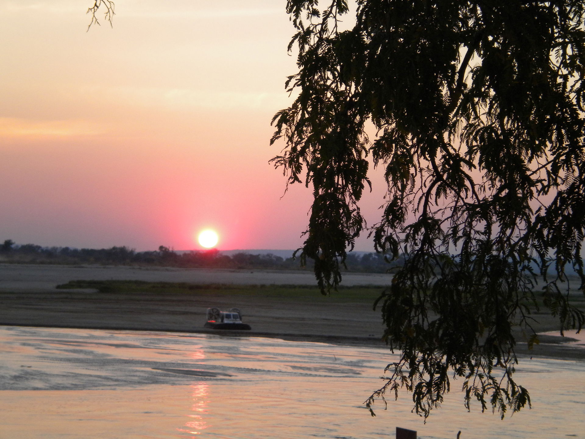 hover craft in sunset in Beroroha, Madagascar. Hoveraid's hover…