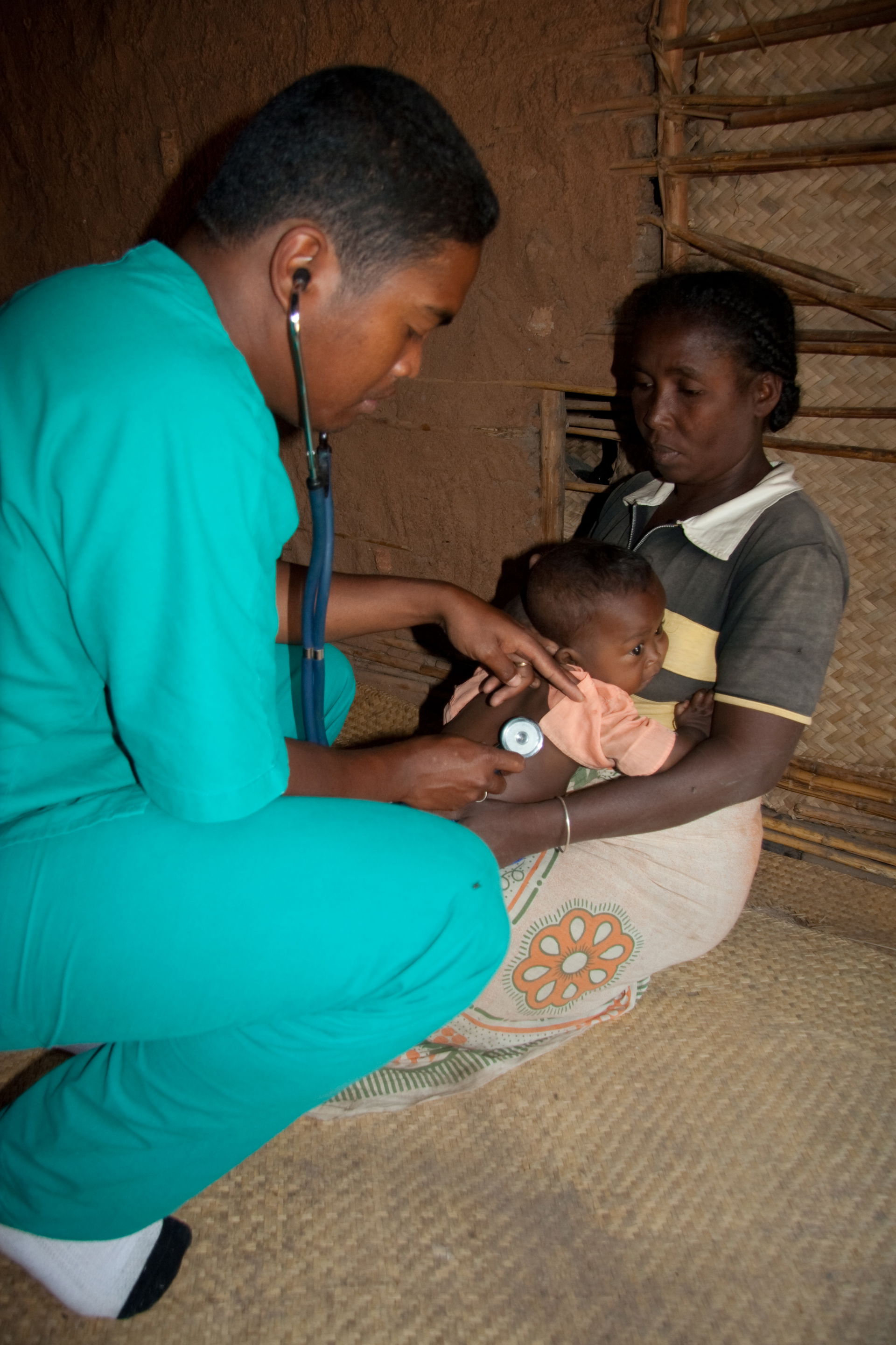 Dr fanekine treating a baby in a remote village, west coast of …