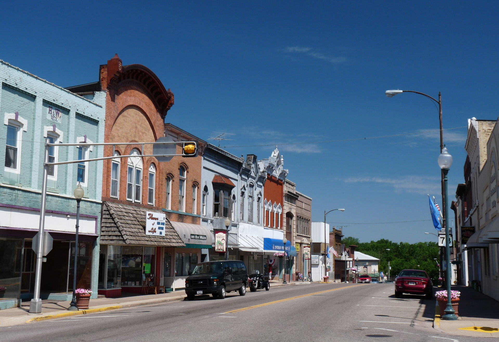 In the downtown of Neillsville, Wisconsin, many old brick build…