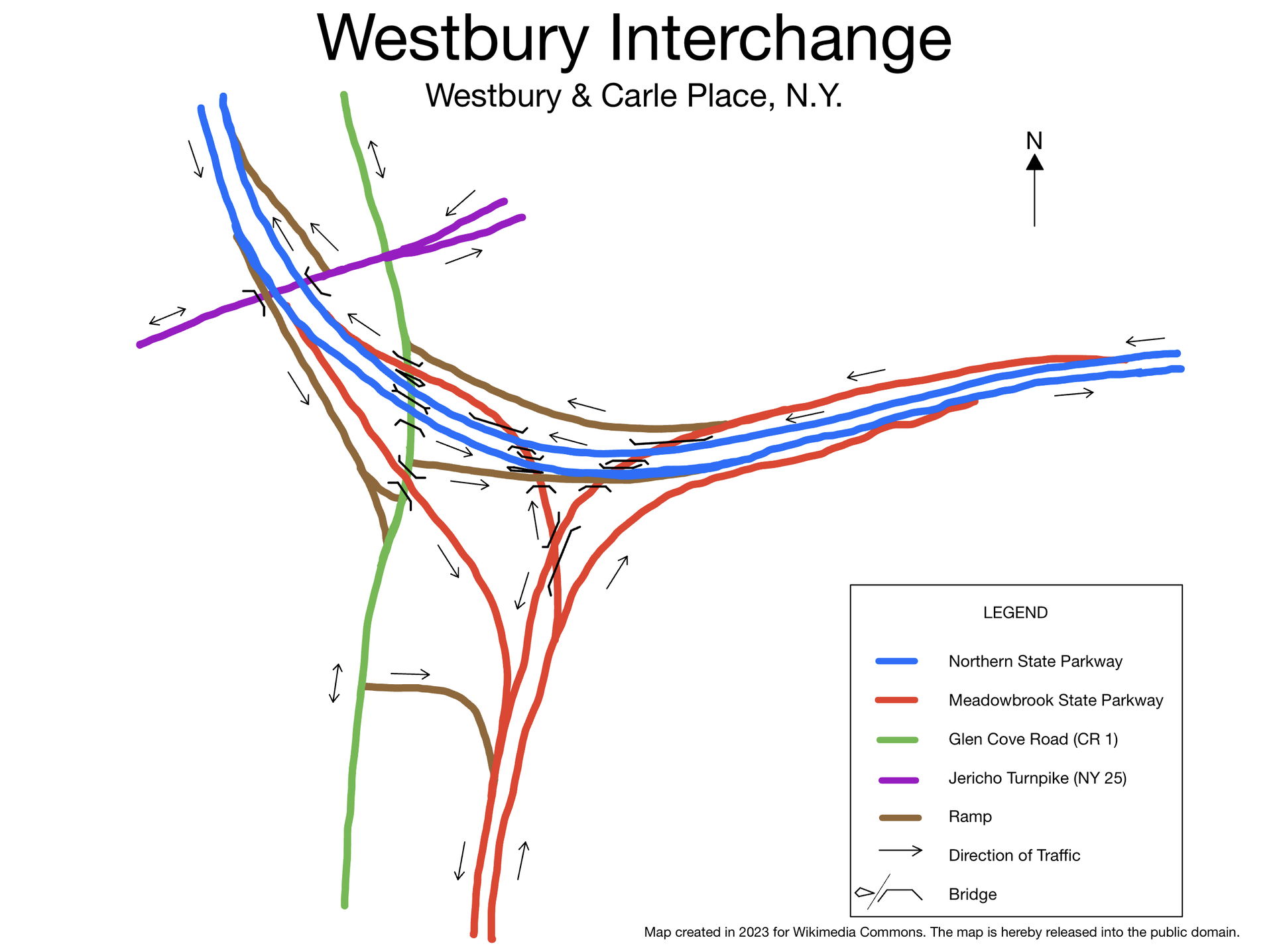 A diagram of the Westbury Interchange, located in Carle Place a…