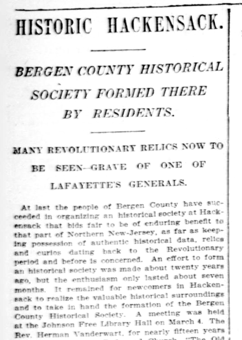 Excerpt of a 1902 New-York Tribune newspaper item about the Ber…