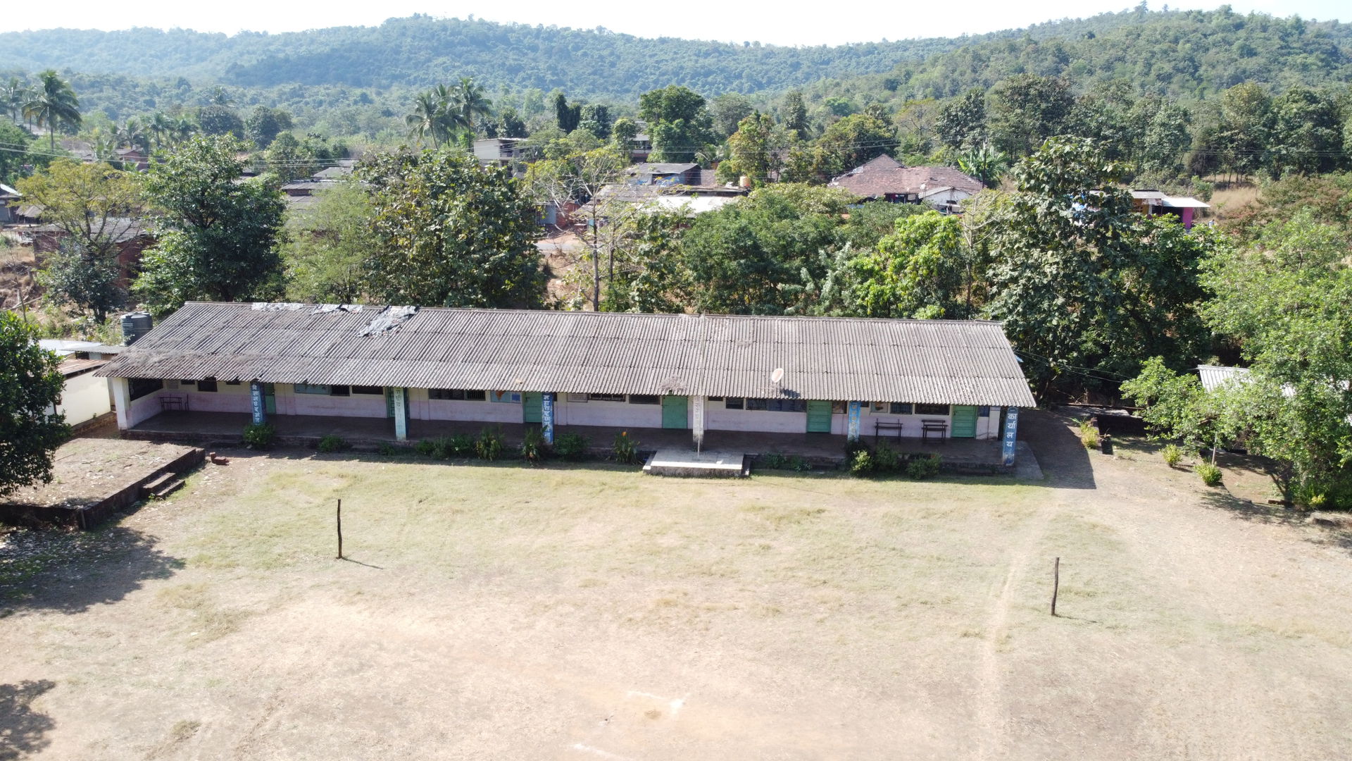 A drone shot of school from one of the village in Ratnagiri Dis…
