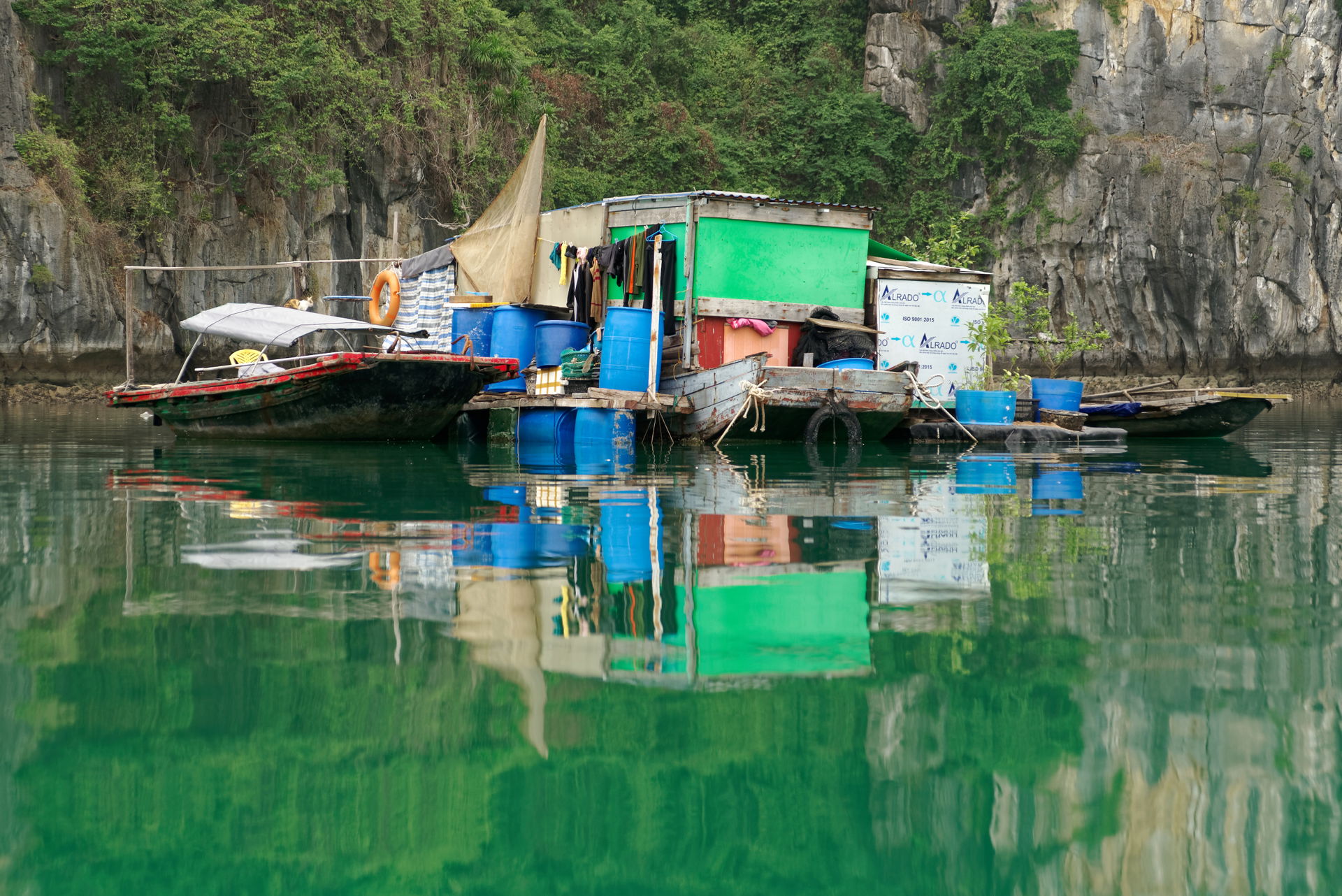 Offshore fishing settlement on the coast of Cat Ba Island in Vi…
