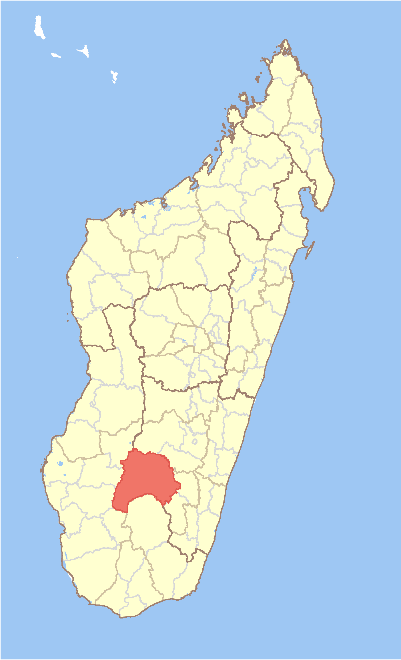Map of Ihosy District in Madagascar.