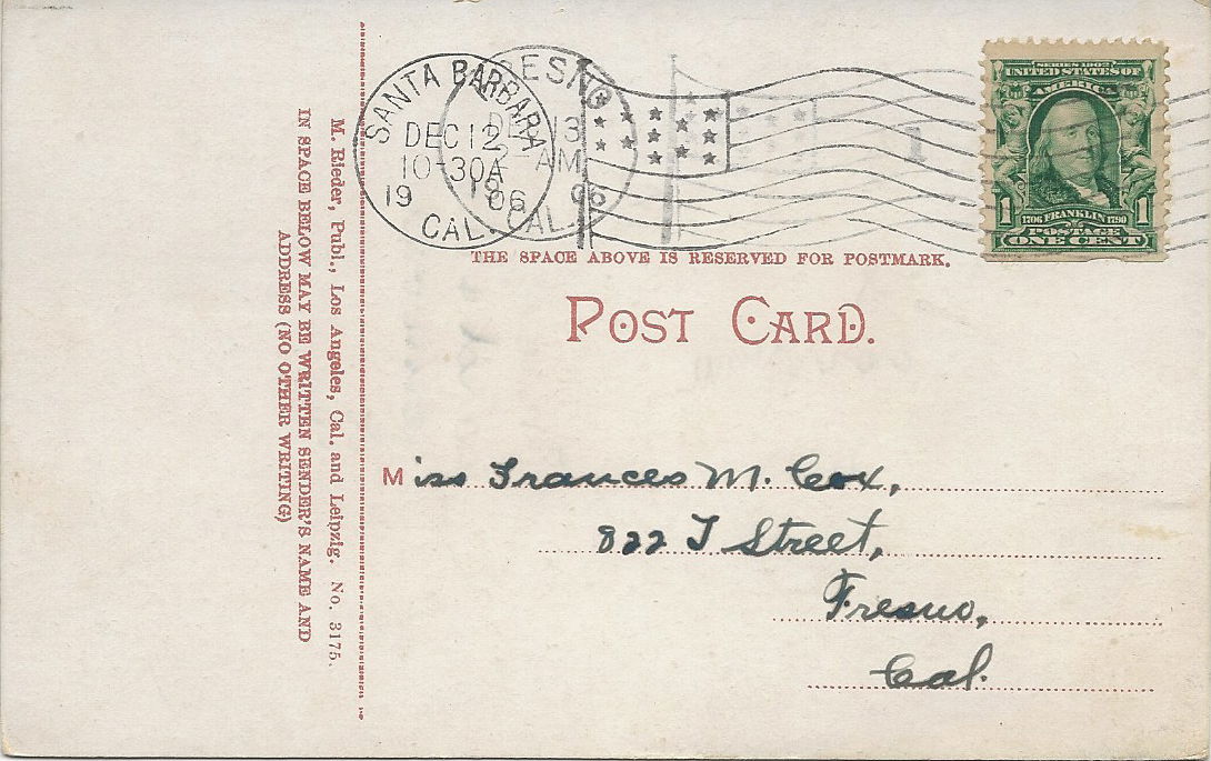 Postcard of Santa Barbara, California. Published by M. Rieder, …
