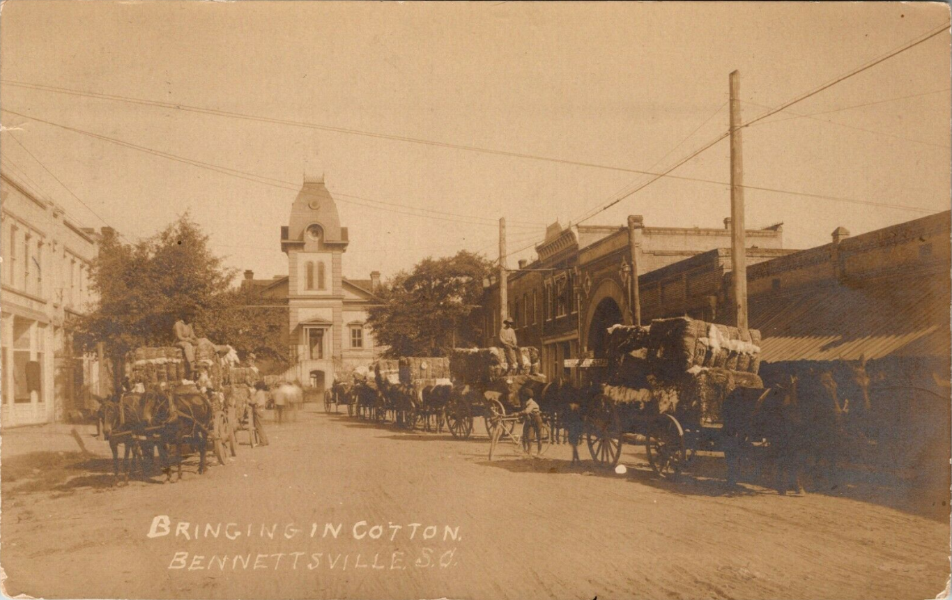 This photo of Bennettsville, SC was used as a postcard stamped …