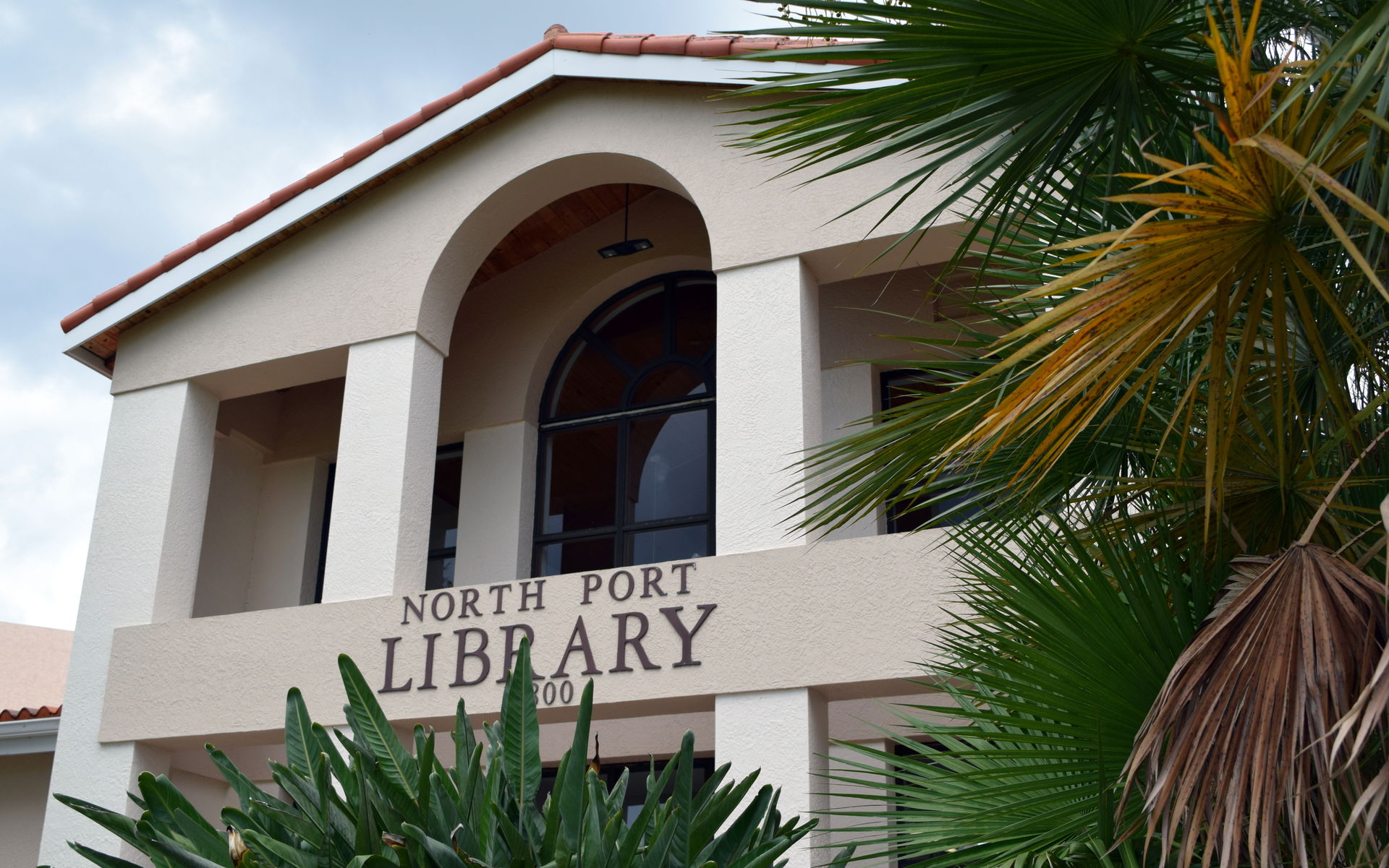 A side view of the North Port Public Library in North Port, Sar…