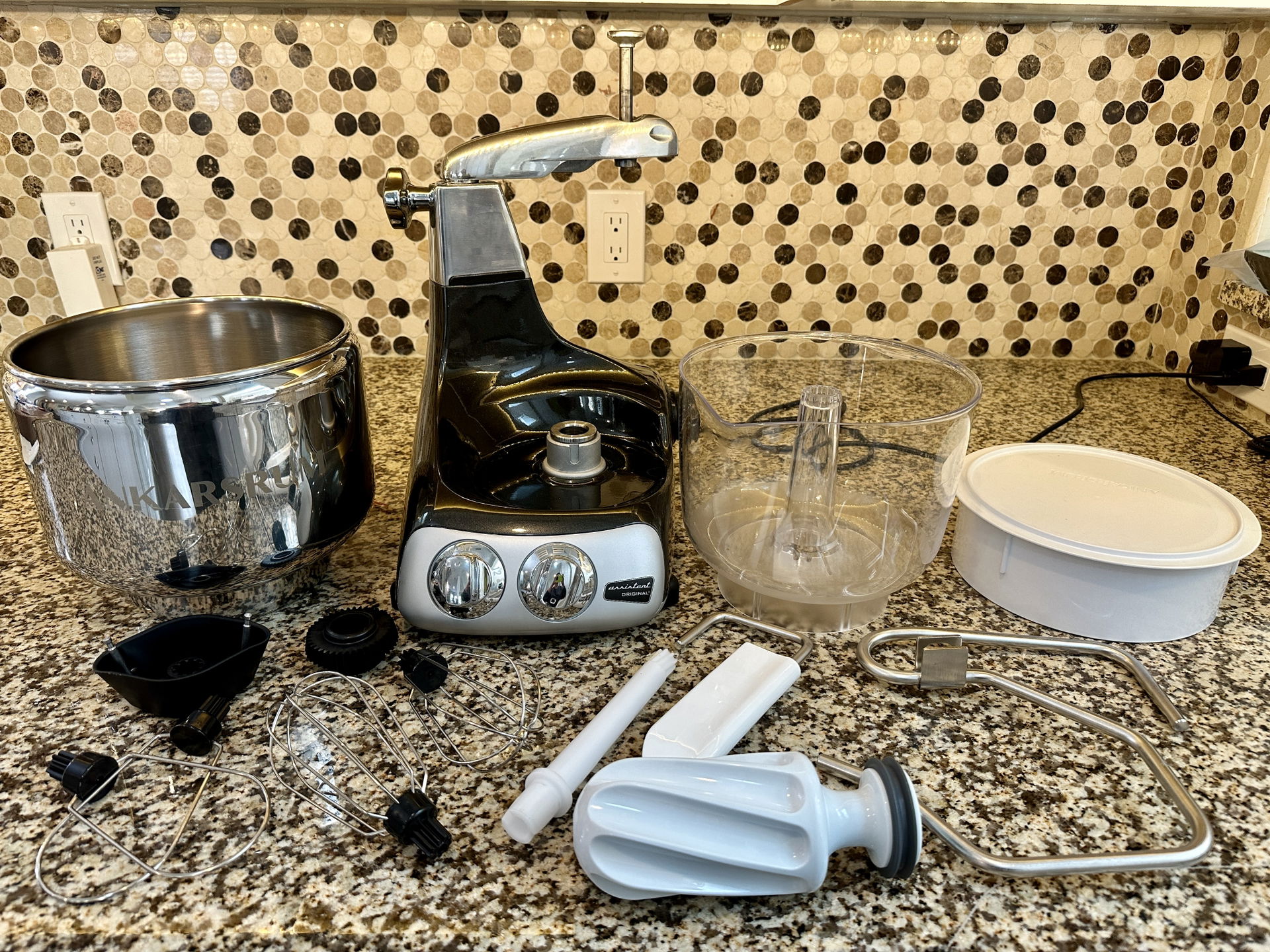 Contents of an Ankarsrum box in the US in 2024