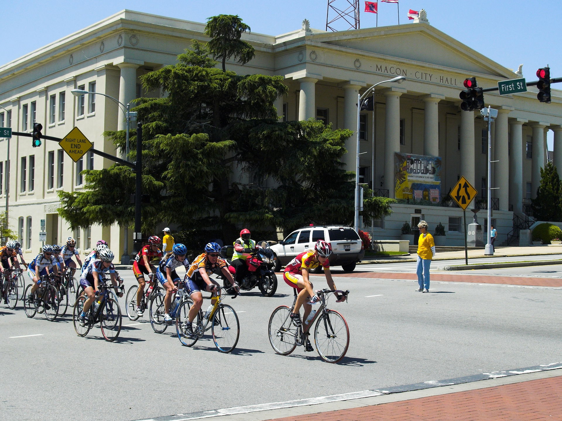 cycles passing City Hall, Macon GA