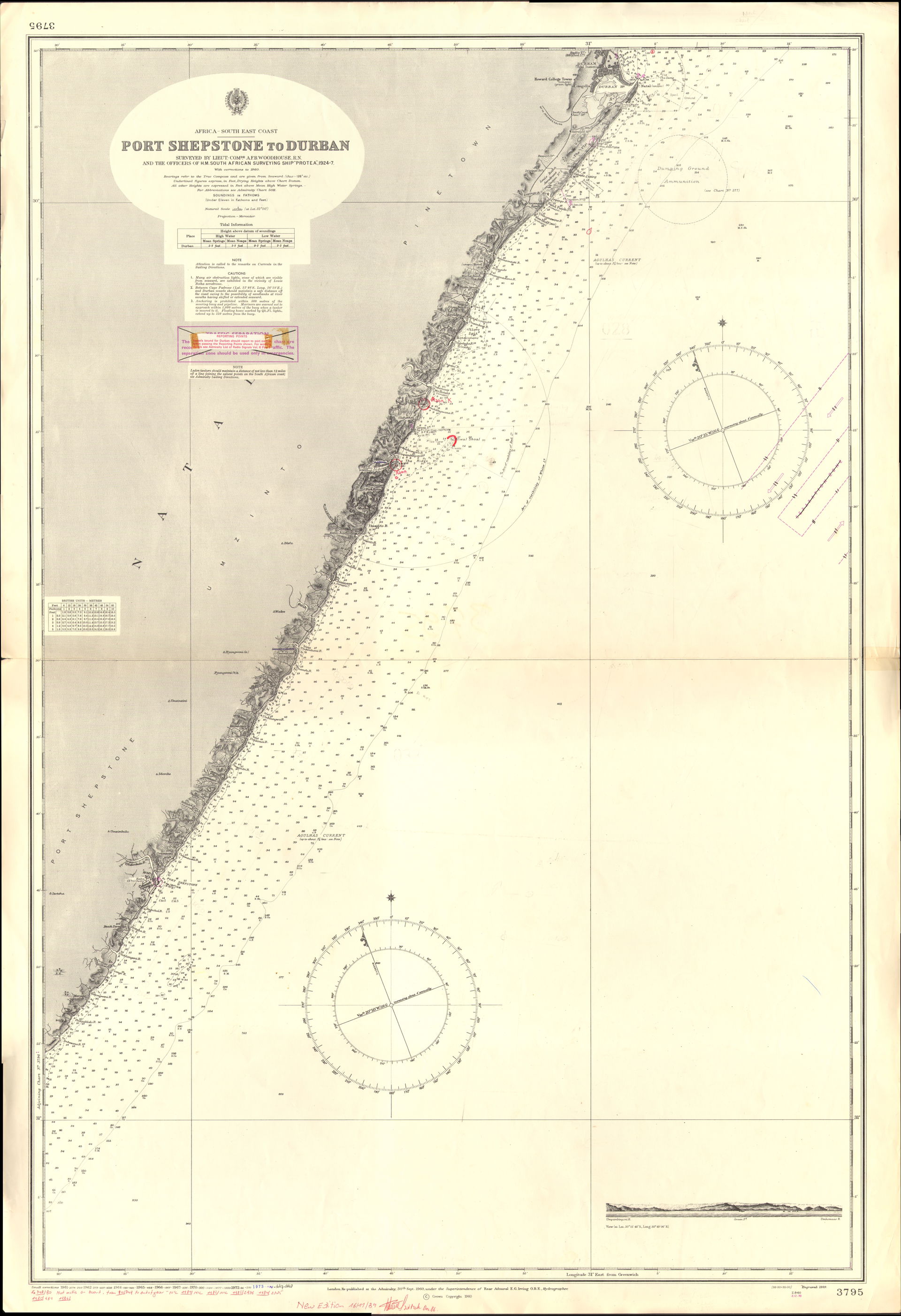Nautical chart of Port Shepstone to Durban. Surveyed by Lieut. …