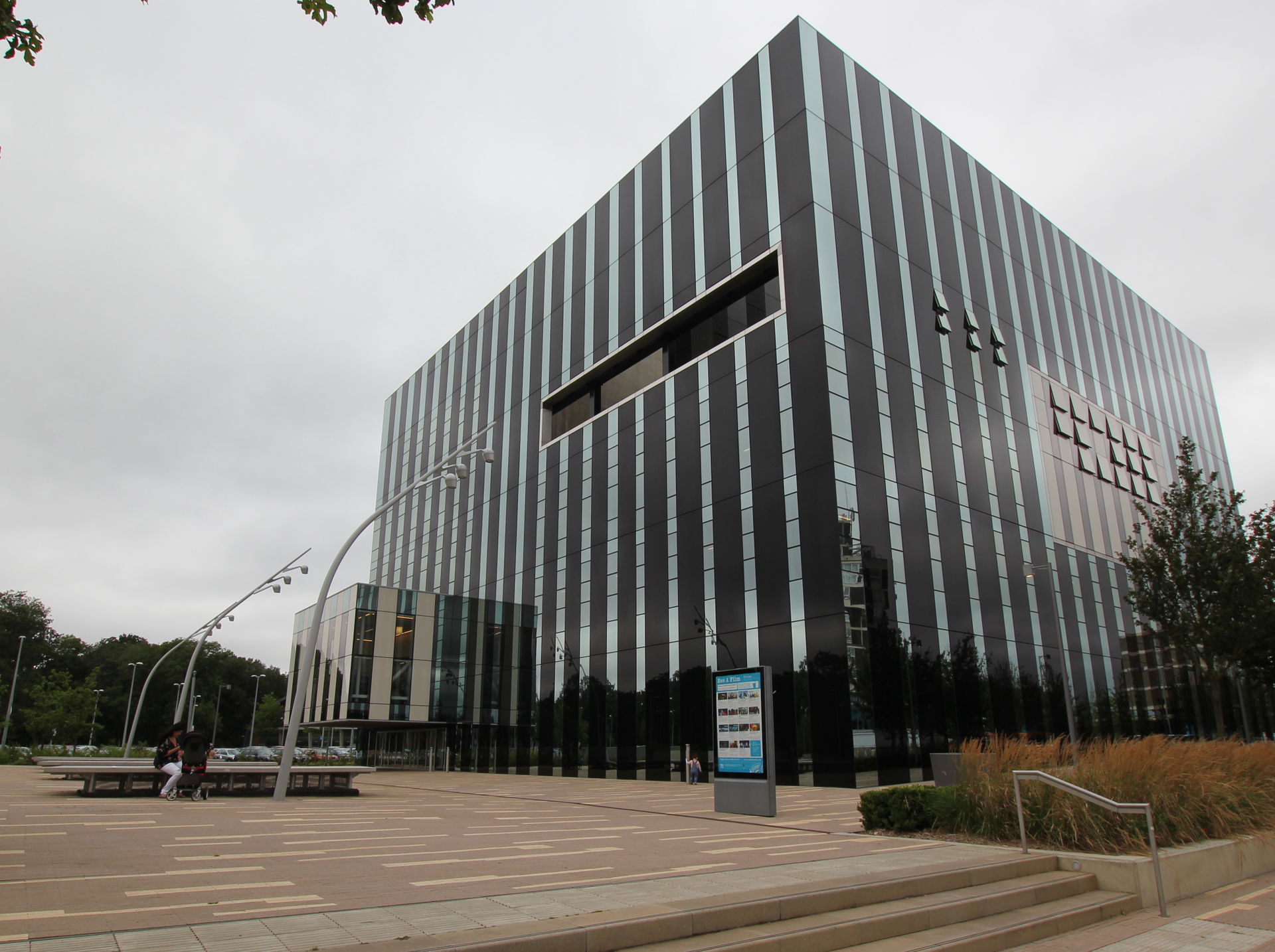 Cube building Corby, England has a theatre, Council Chamber and…