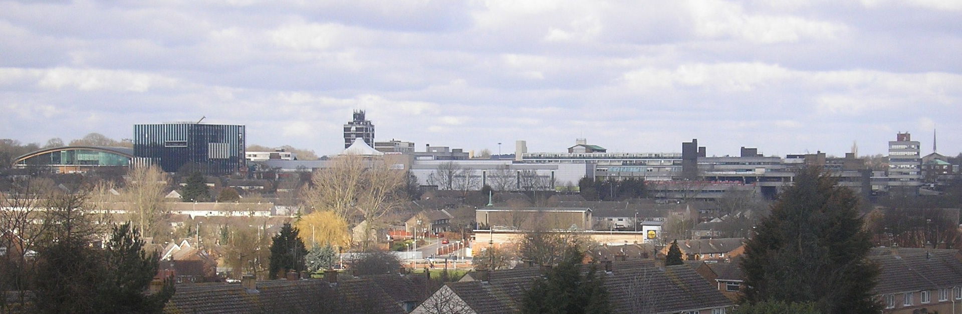 The Corby skyline, seen from Oakley Woods.