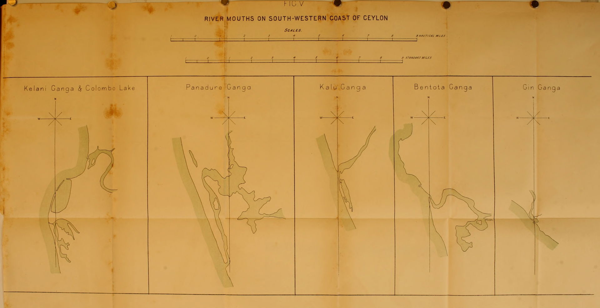 Maps of river mouths in Ceylon (Sri Lanka). From: Somerville, B…