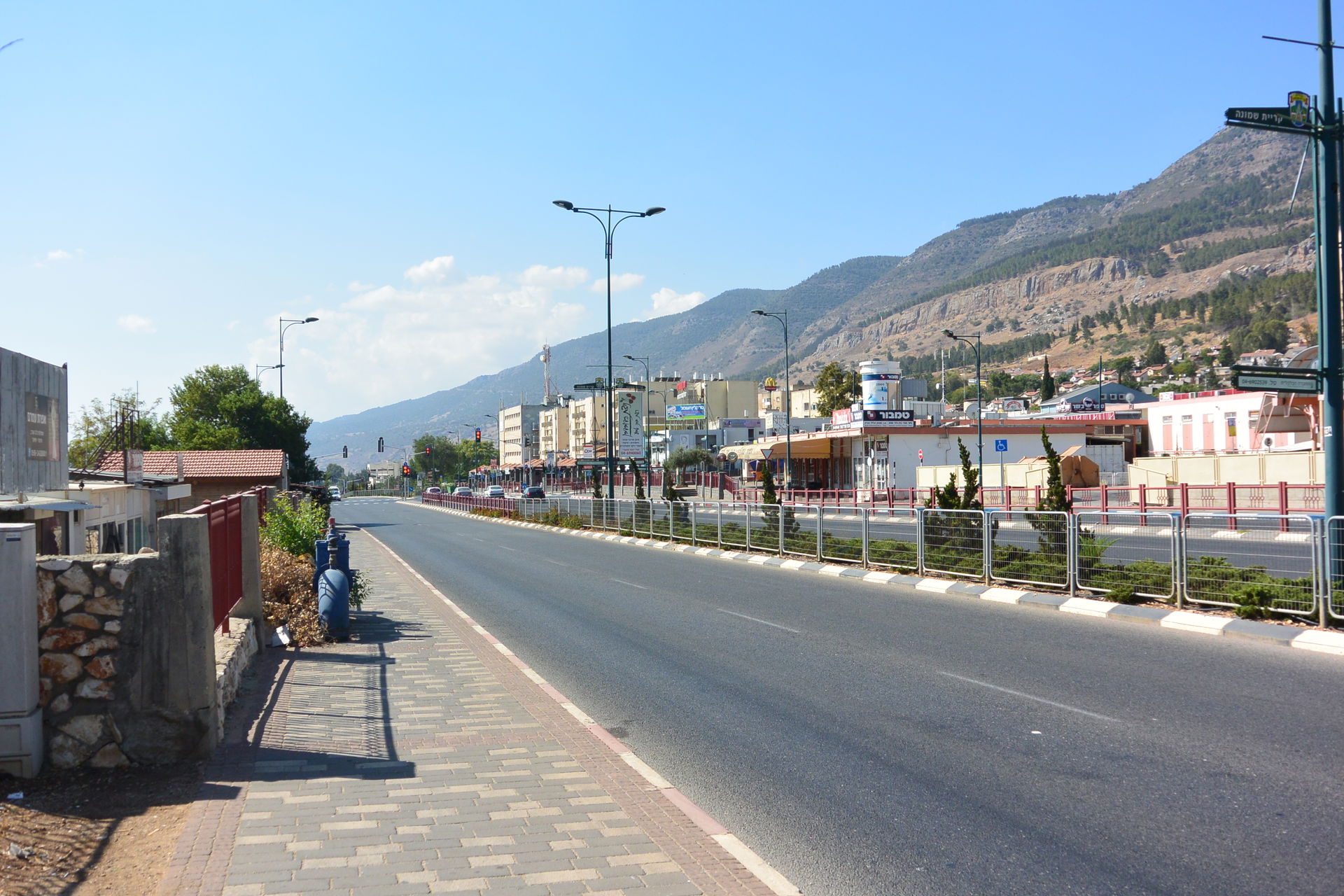 View inside Kiryat Shmona at Highway 90.
