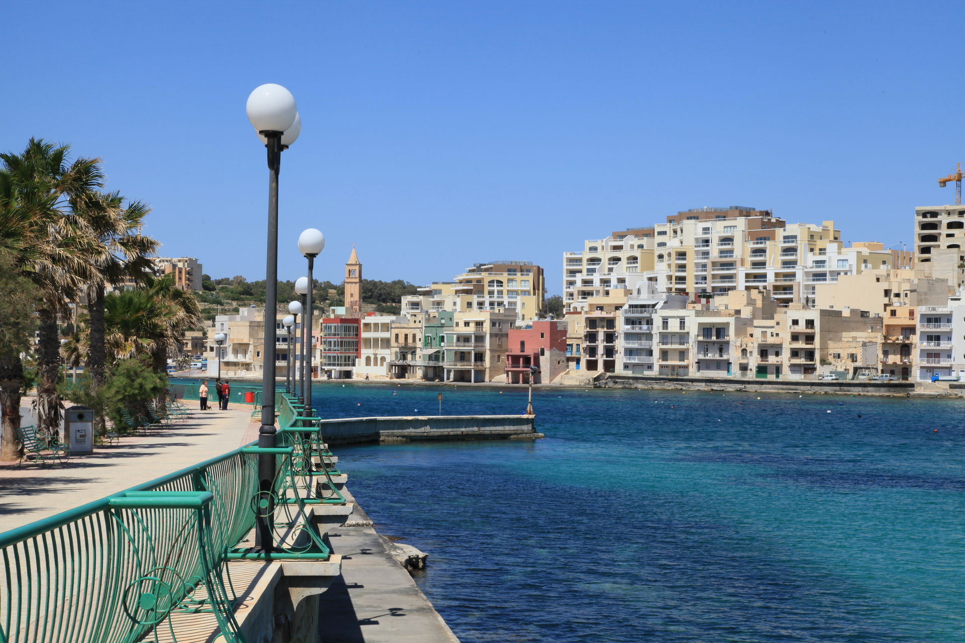 Triq is-Salini (lh), Marsaskala Bay and Triq iż-Żonqor (rh) in …