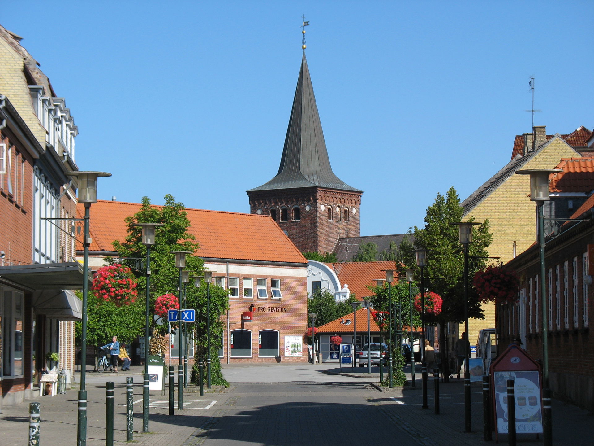 At the pedestrian street in the small town "Sakskøbing". The to…