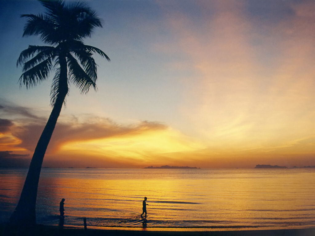 Lipa Noi Beach on Ko Samui, Thailand, shortly after sunset with…
