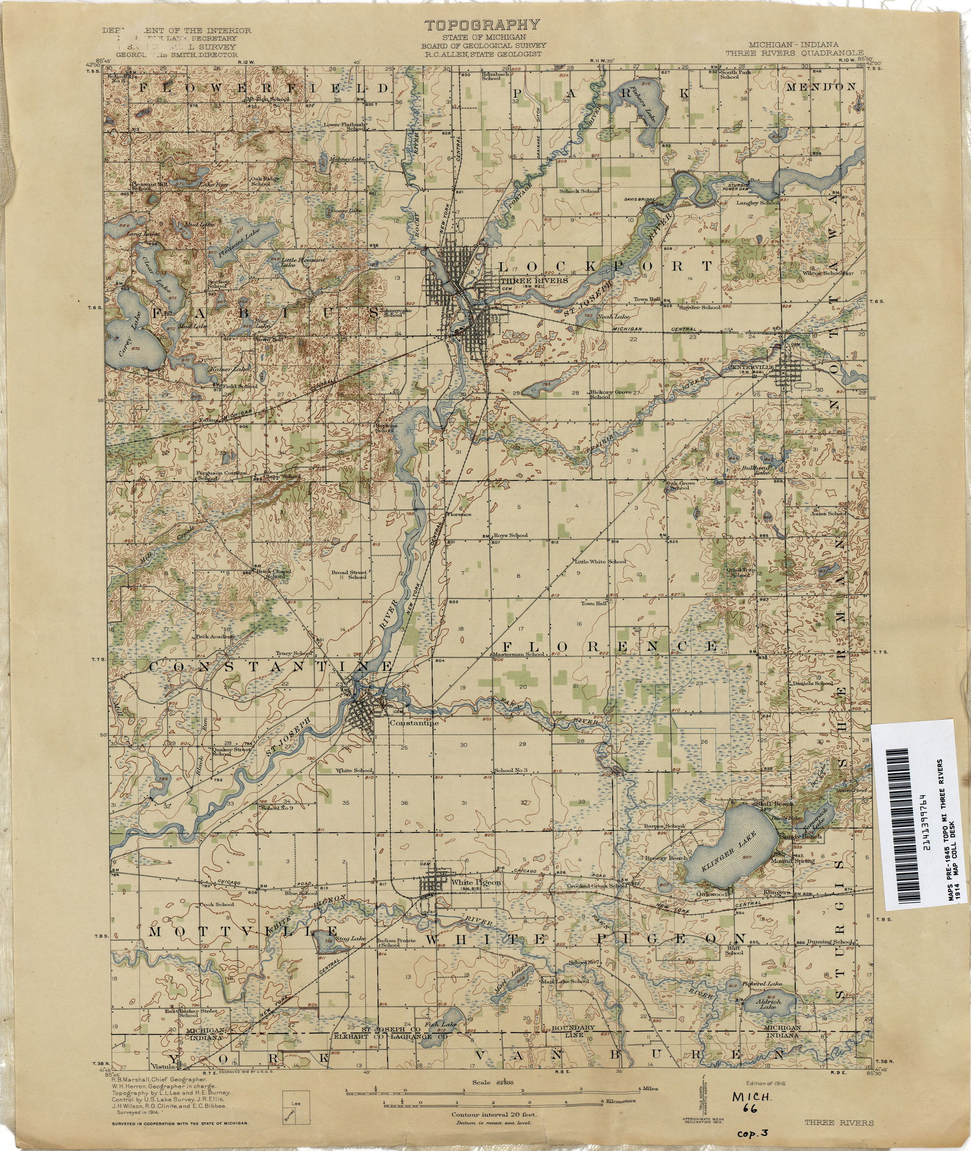 Three Rivers [Michigan, Indiana] 1914 1:62,500 (2.8MB) - Michig…