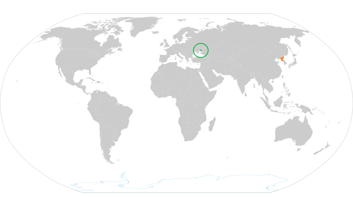 Donetsk and North Korea locator map