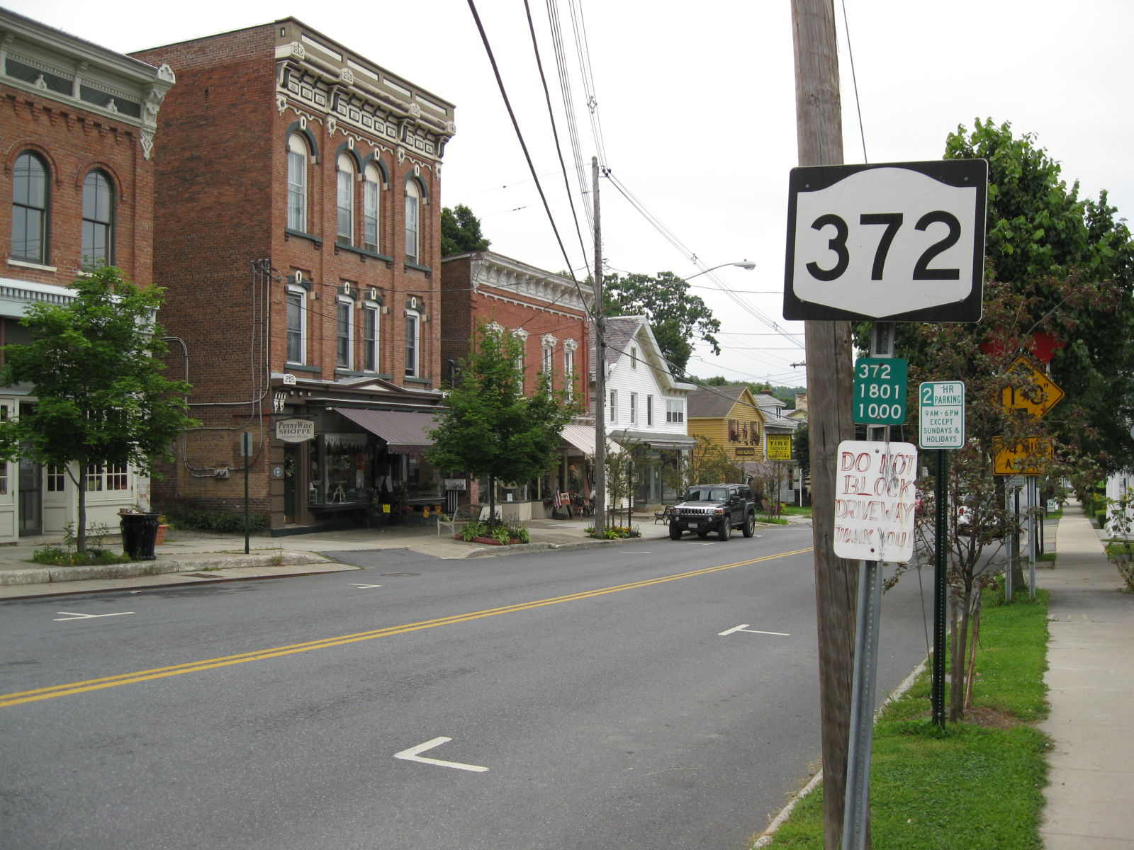 A view of New York State Route 372 heading eastbound in the vil…