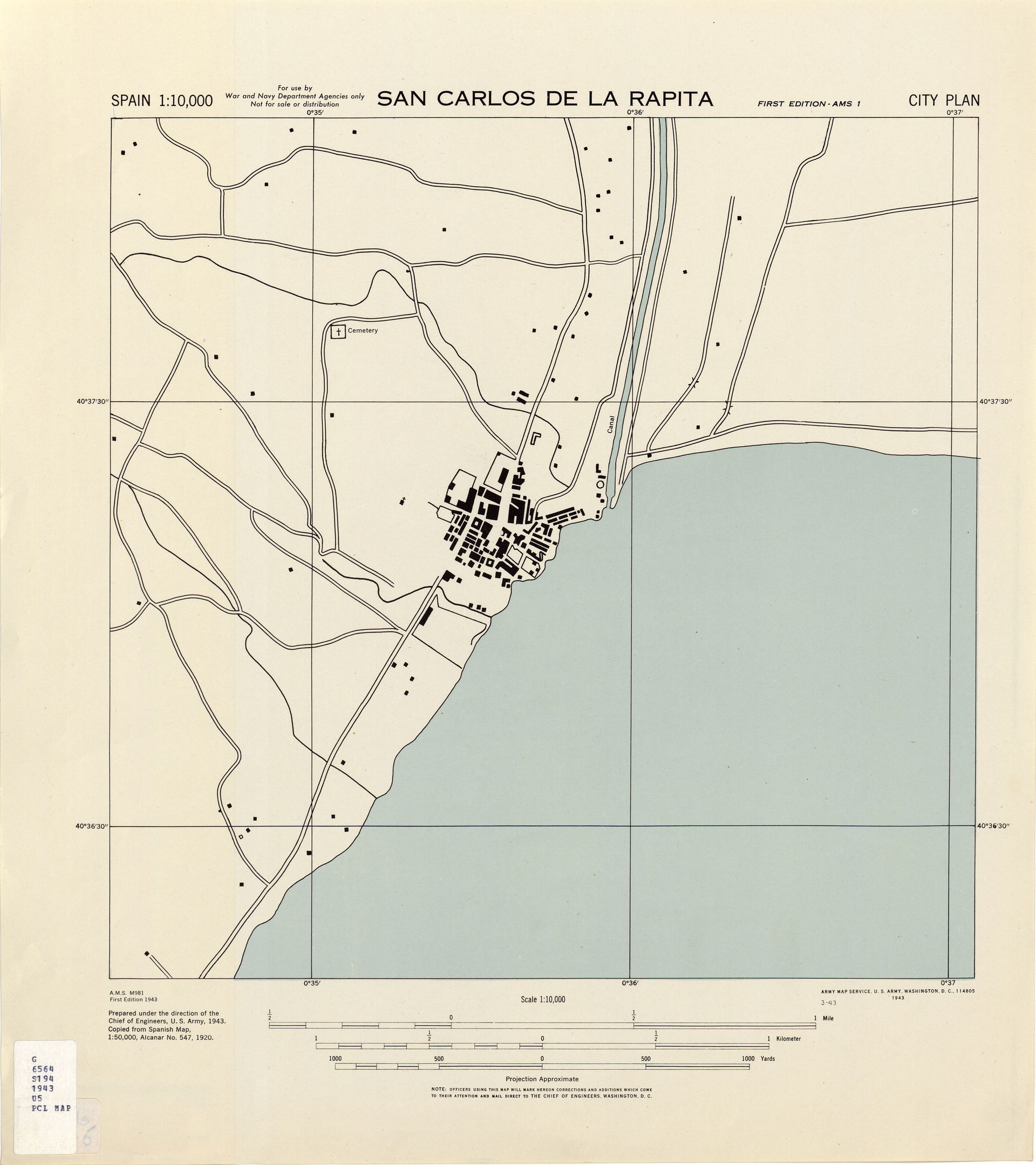 San Carlos De La Rapita - 1:10,000 1943 (1MB) - Spain City Plan…