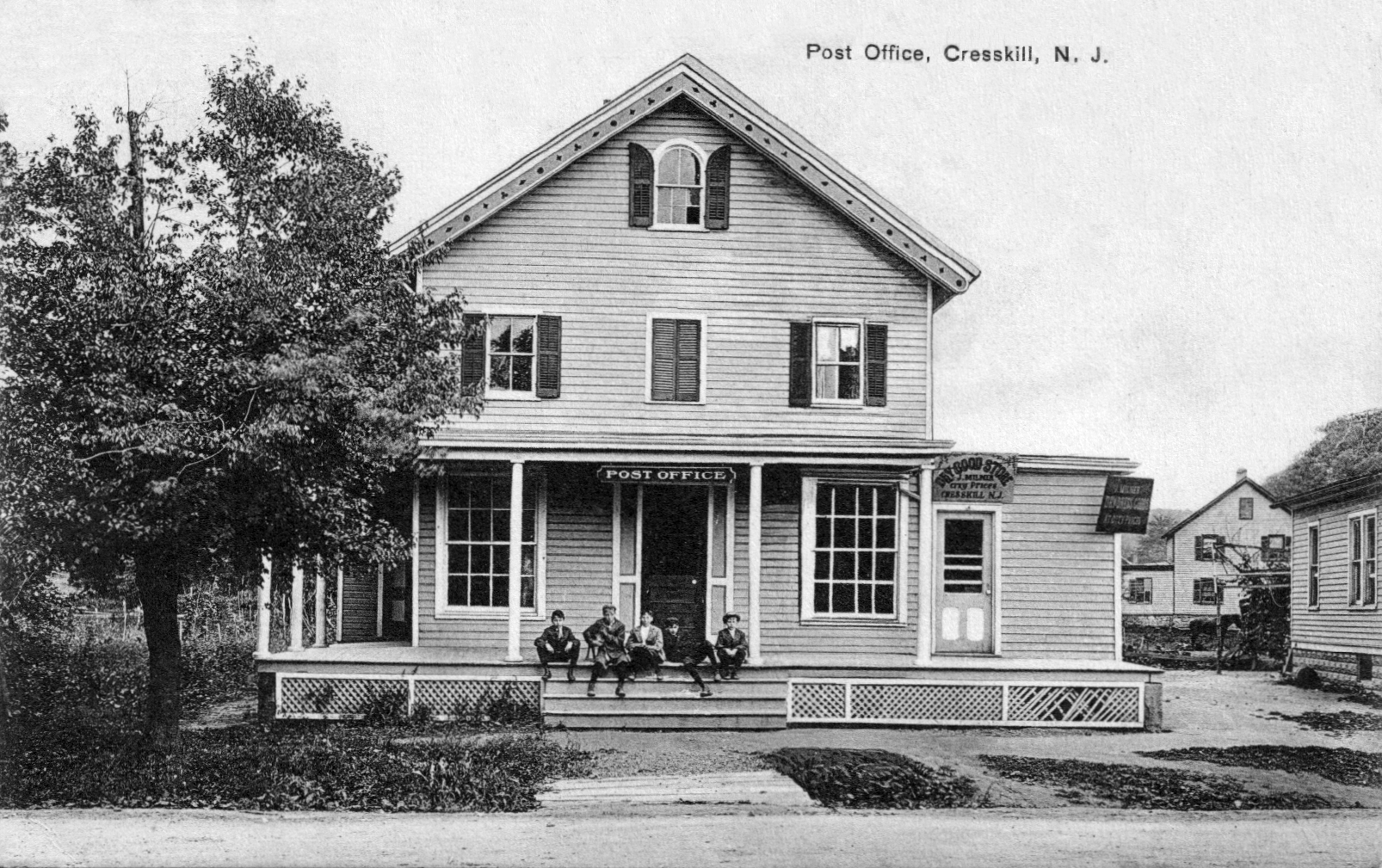Black and white postcard of the post office, Cresskill, New Jer…