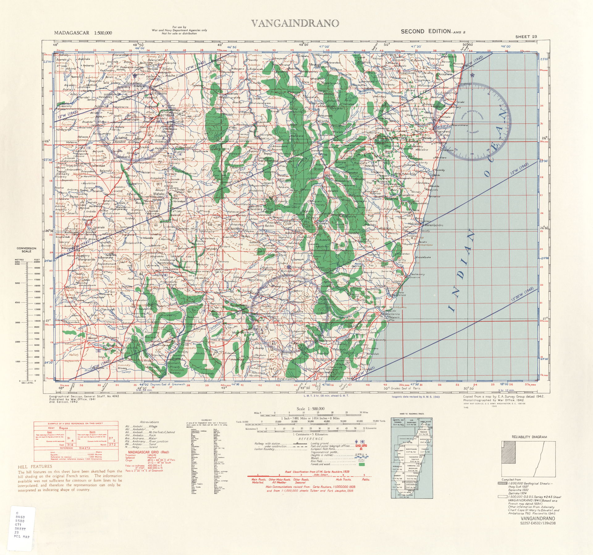 Vangaindrano - Sheet 23, 1:500,000 (9.5MB) - Madagascar, Series…