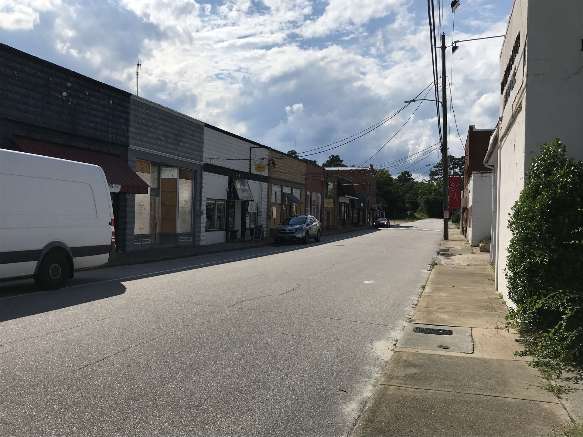 Old commercial buildings in Hope Mills downtown