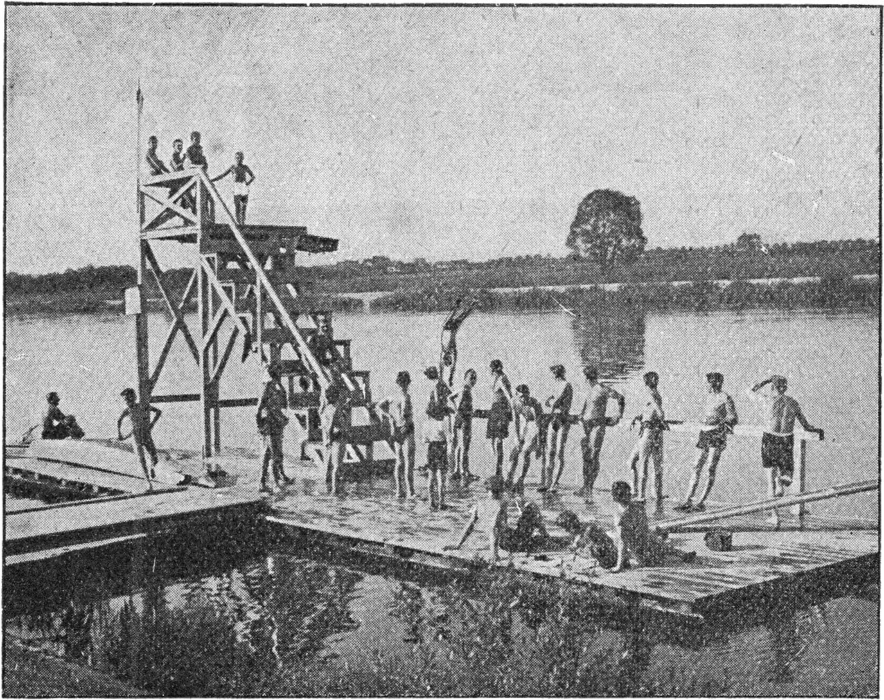 Original caption: Swimming bath near the Sokol summer training …