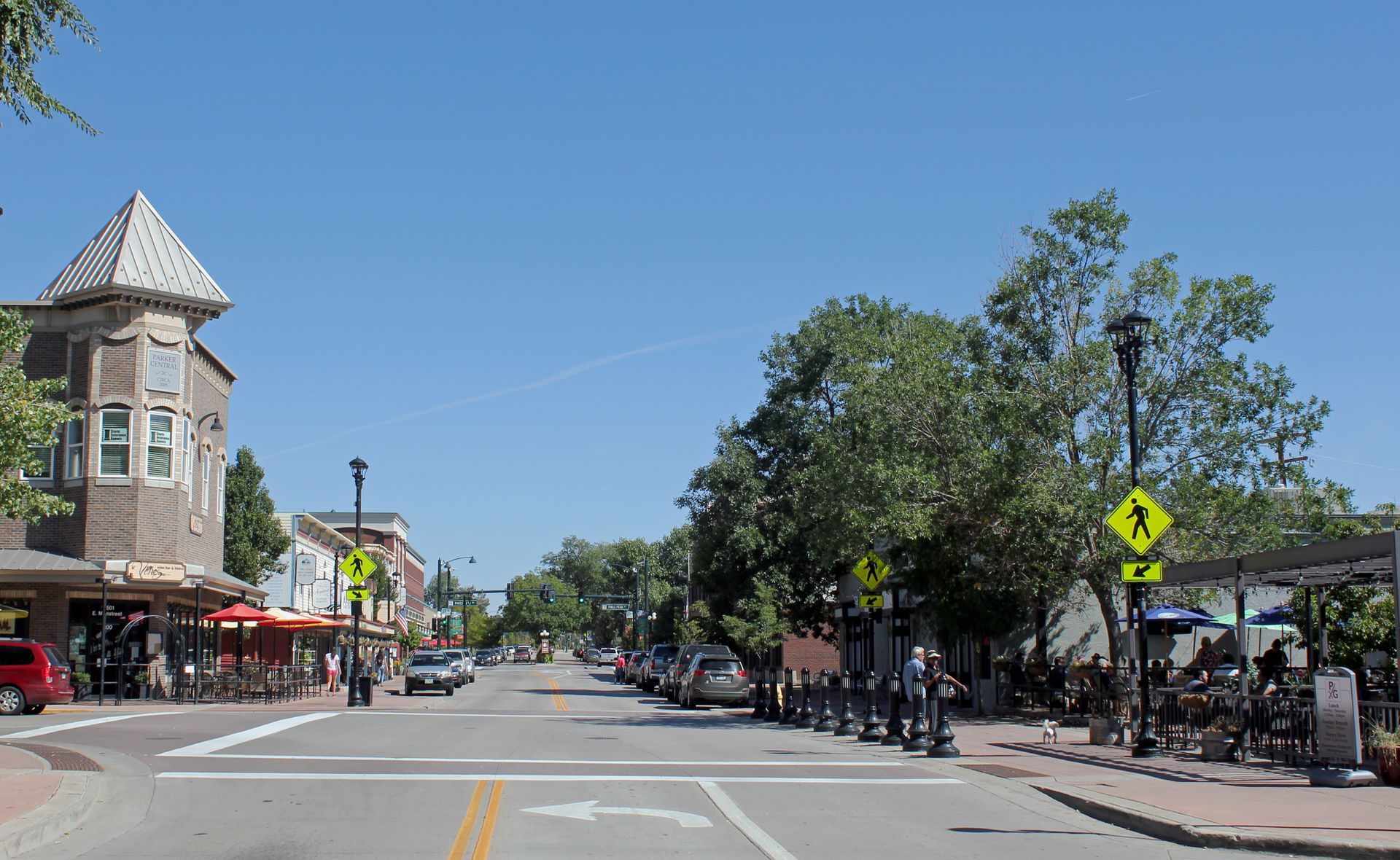 A view of Mainstreet in Parker, Colorado.