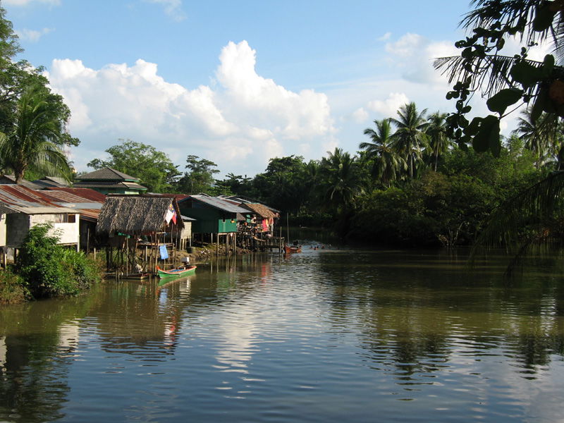 River and village in Satun, Thailand