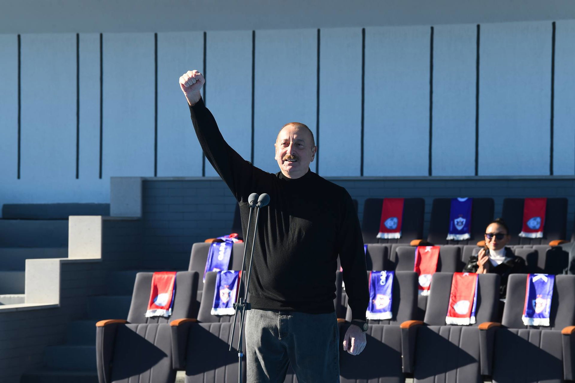 Ilham Aliyev delivered speech at Khankendi Stadium