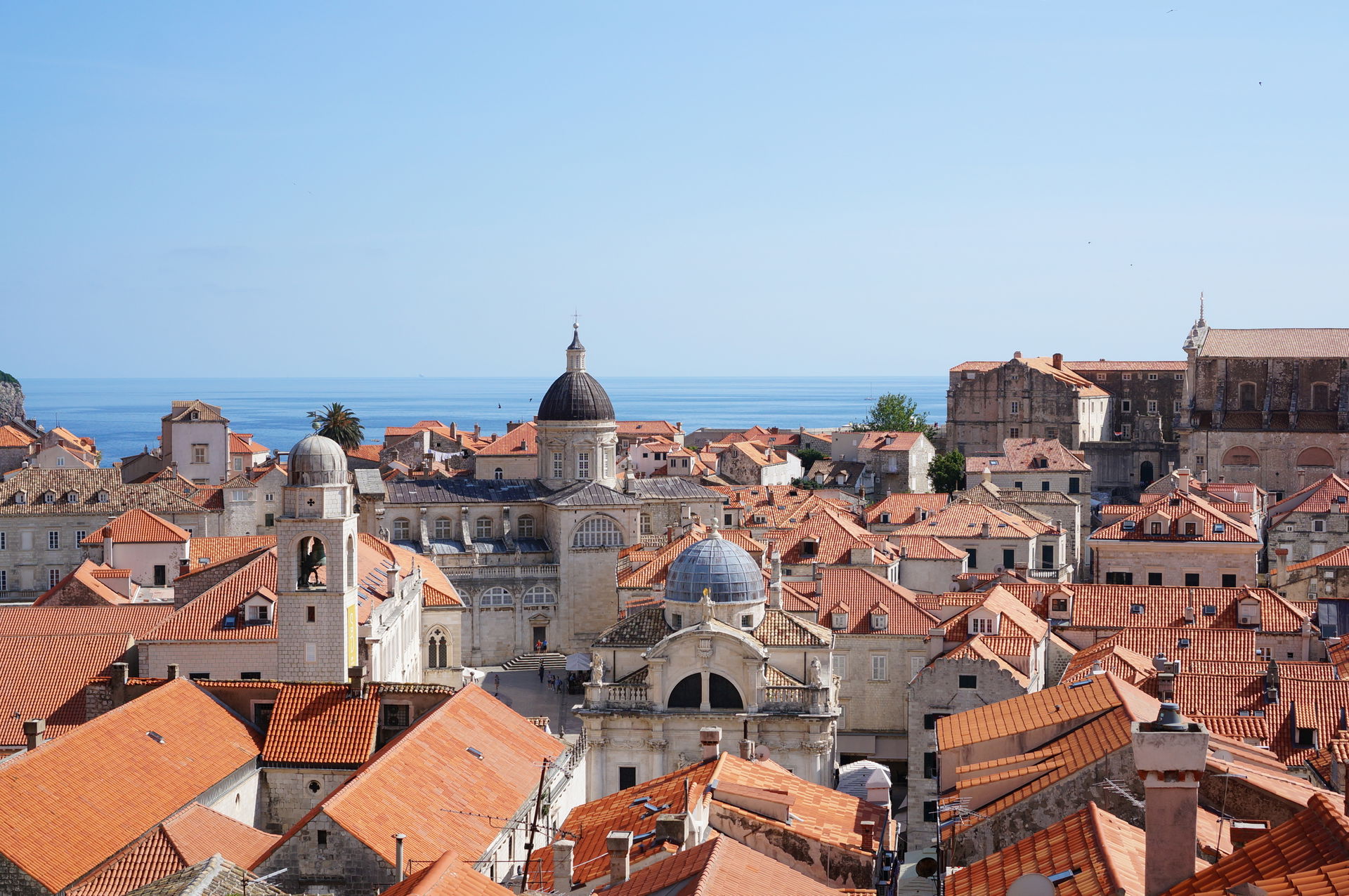 View from the city wall of Dubrovnik. The three domes belong to…
