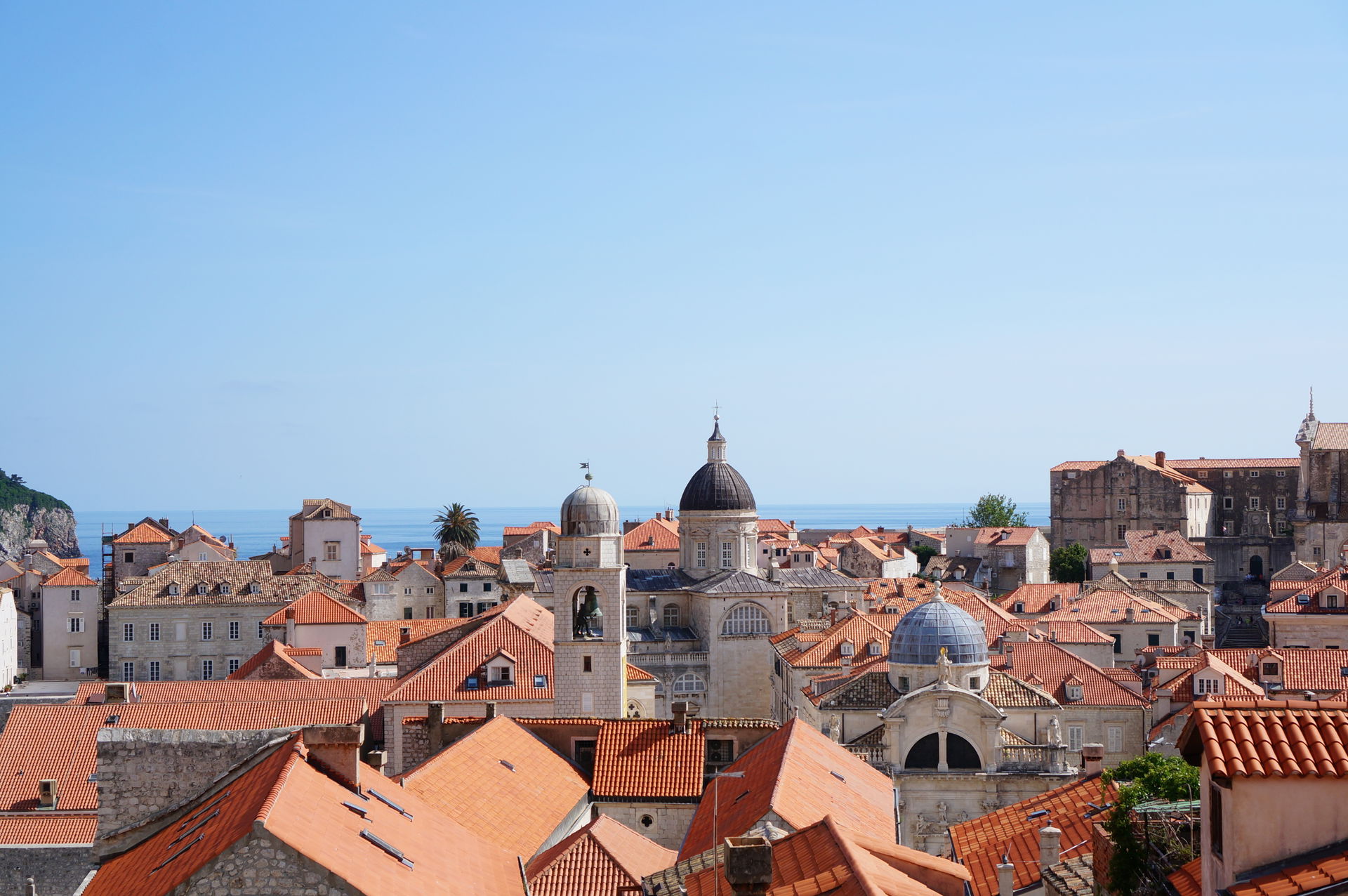 View from the city wall of Dubrovnik. The three domes belong to…