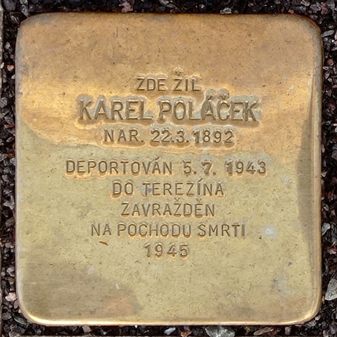 Stolperstein for Karel Poláček at Palackého No. 47 in Rychnov n…