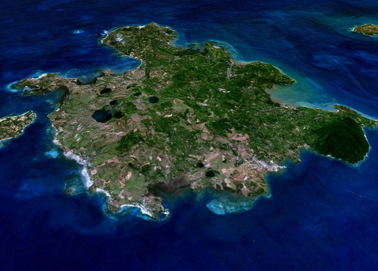 Vista en 3D de Nosy Be, en dirección Sur - Norte, obtenido de S…
