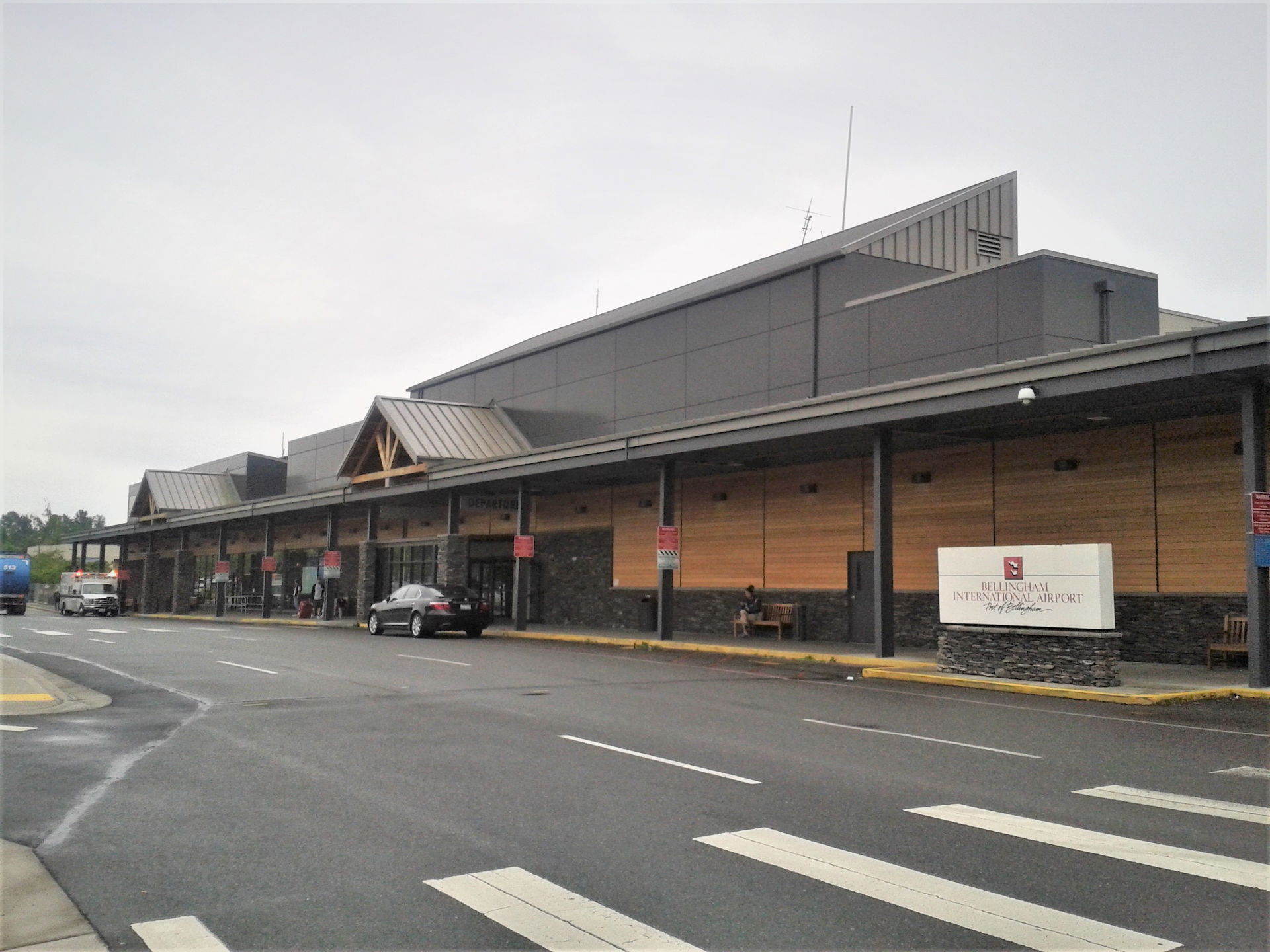 photo of the front of the KBLI passenger terminal in Bellingham…