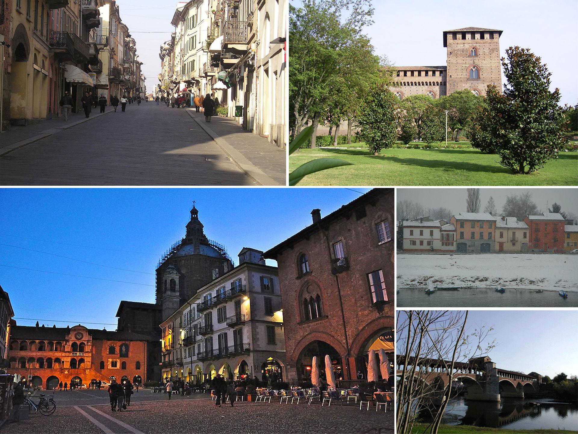 Collage di varie foto su Pavia