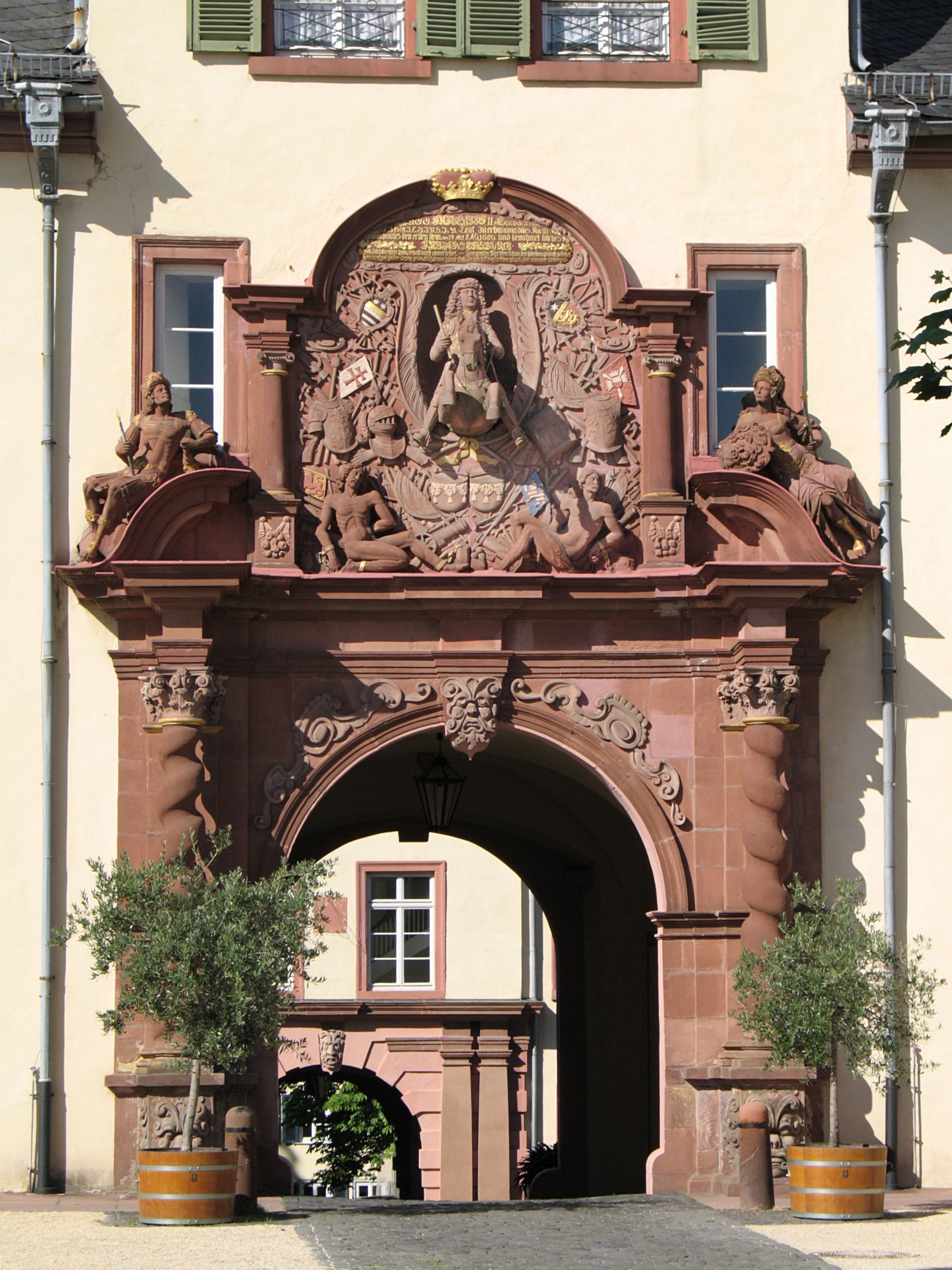 The upper gate at the inner courtyard of Bad Homburg castle wit…