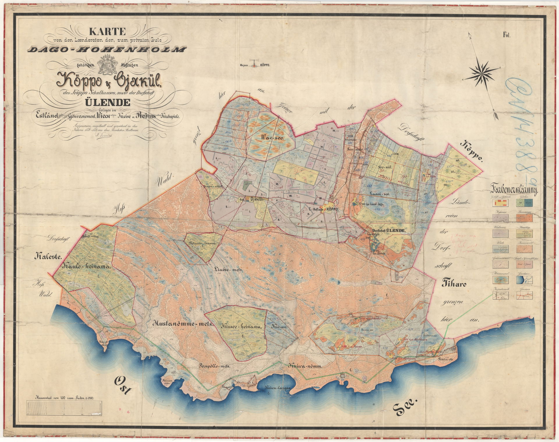 Map compiled in 1880–1884 depicting the buildings and land bord…