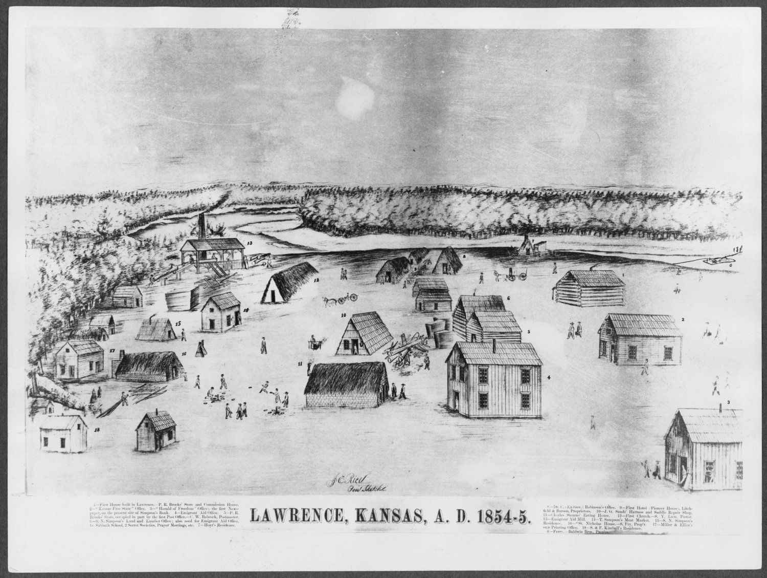 This black and white photograph shows an early illustration of …
